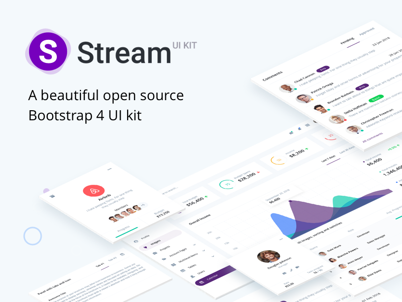 Stream Dashboard UI Kit - A beautiful Open Source Bootstrap 4 Dashboard UI Kit