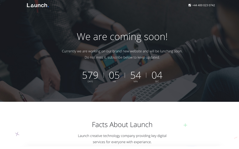 Launch Coming Soon Page